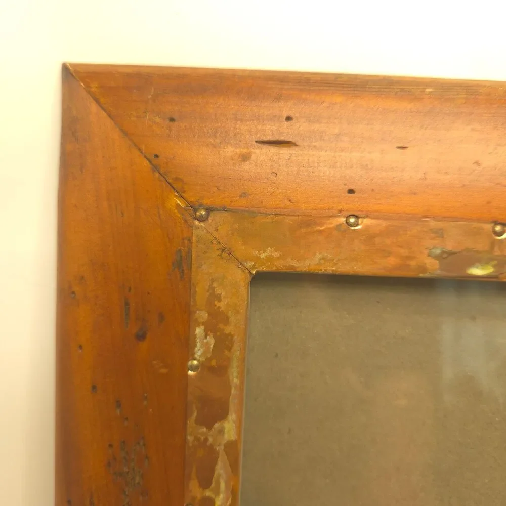 Rustic Wood & Copper Picture Frame 8x10 Distressed Patina Tabletop Wall Decor